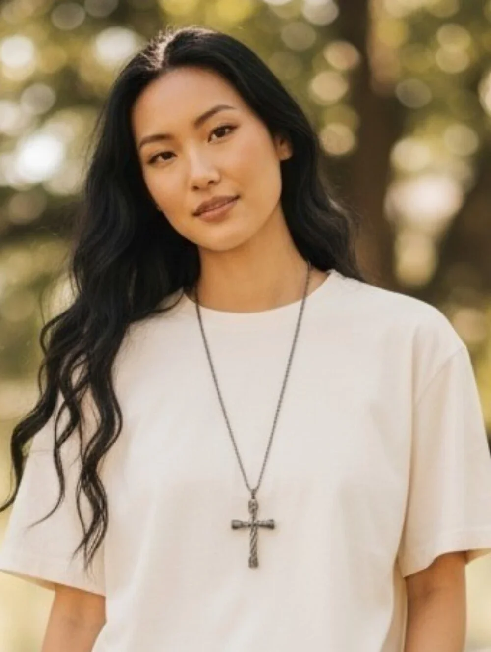 Silvertone Cross Pendant Necklace